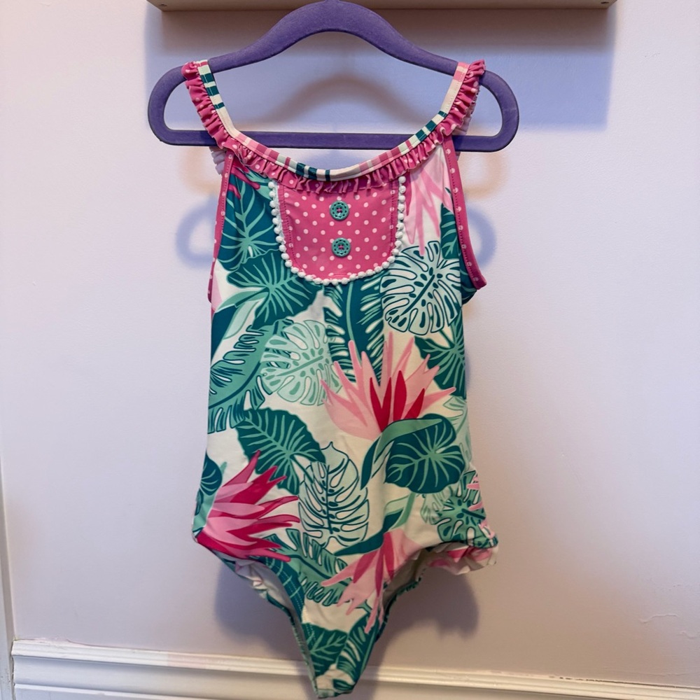 Matilda Jane Girls Swimsuit Tropical Ruffle One Piece Size 8